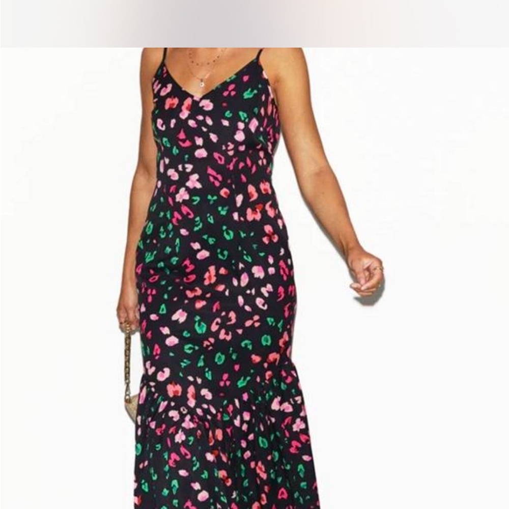 Never Fully Dressed Black Dress with Pink and Green Floral - Picture 4 of 9